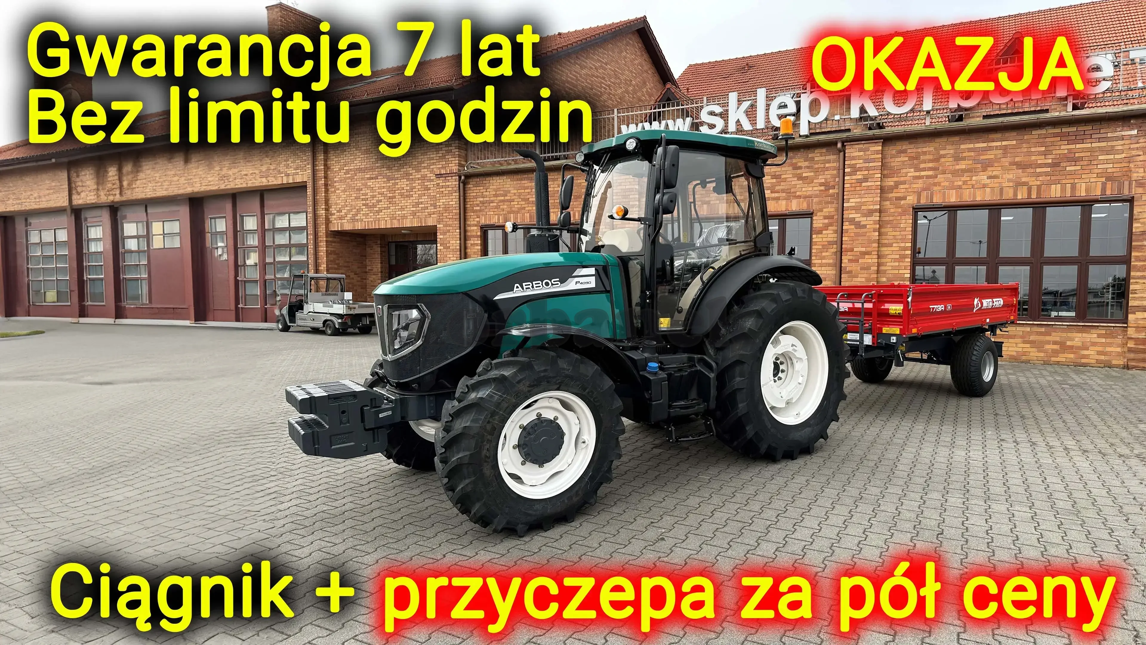 OKAZJA Ciągnik ARBOS 4090 STAGE V z przyczepą Metal-Fach ZA PÓŁ CENY